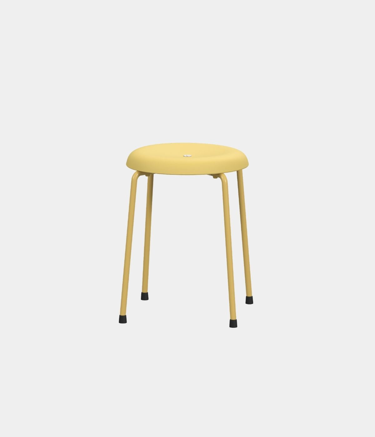Gelber Taburett/Hocker von Lammhults vor weißem Hintergrund. Der Hocker besticht durch sein modernes, minimalistisches Design mit klaren Linien und einer leuchtenden gelben Farbe, die ihm einen frischen, auffälligen Look verleiht. Ideal für stilvolle und zeitgemäße Räume.“